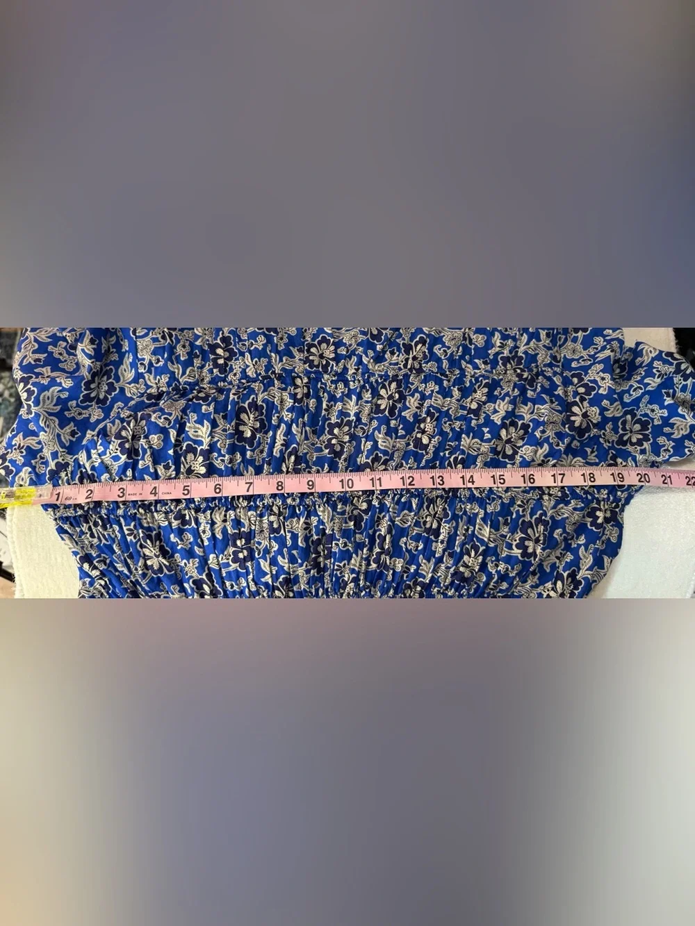 J.Crew Blue Floral Mini Dress Women’s Large Long Sleeve Smocked Boho Cottagecore